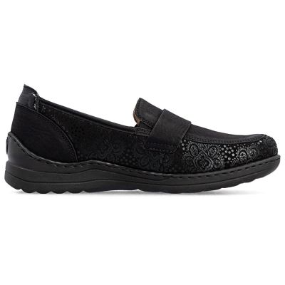 8. Women's comfortable black moccasin shoes Rieker 48968-00
