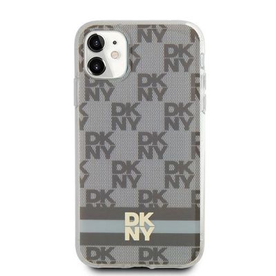 3. DKNY IML Checkered Mono Pattern & Printed Stripes MagSafe case for iPhone 11 / Xr - beige