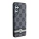 4. DKNY Leather Checkered Mono Pattern & Printed Stripes Case for Samsung Galaxy S24 - Black