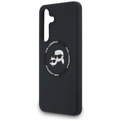 6. Karl Lagerfeld Silicone Karl & Choupette Heads MagSafe Case for Samsung Galaxy S25 FE - Black