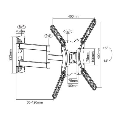 2. Equip 650407 TV mount 139.7 cm (55") Black