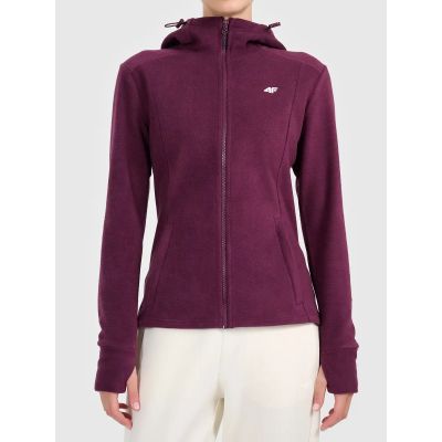 Women's fleece with a hood, zip-up, 4F 4FWAW26TFLEF478-60S