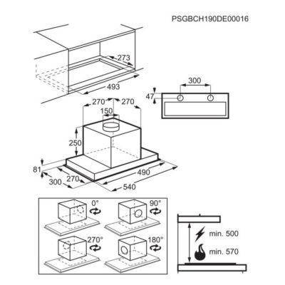 3. Under-cabinet cooker hood, built-in insert ELECTROLUX LFG716R