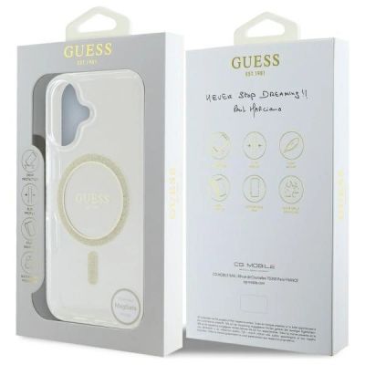 8. Guess GUHMP16MHFGERET iPhone 16 Plus 6.7" transparent hardcase IML Glitter Circle MagSafe