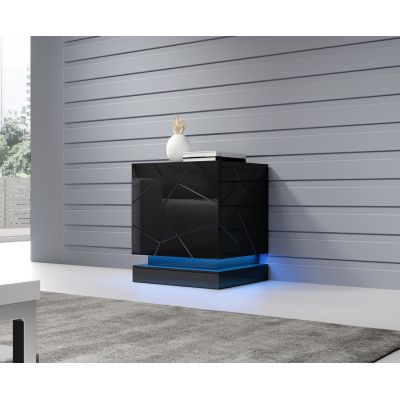 3. QIU bedside table 2 pcs. 46x41.5xH53 gloss black/gloss black