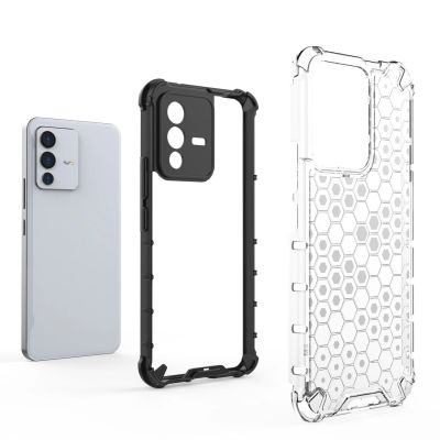 19. Honeycomb case armored cover with a gel frame for Vivo V23 5G transparent