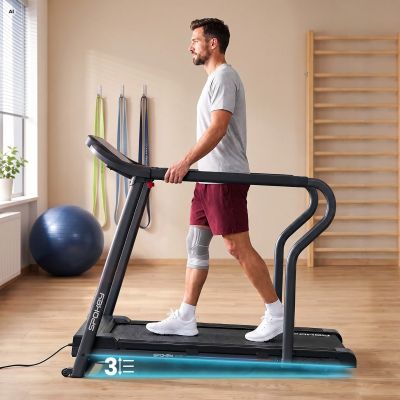 16. Spokey MOVI electric treadmill with handrails
