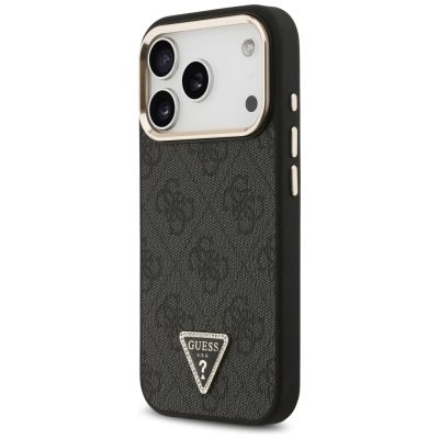 2. Guess 4G Triangle Logo MagSafe Case for iPhone 17 Pro / 18 Pro - Black and Gold