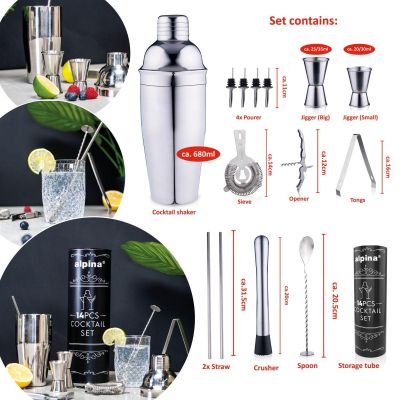 7. BARTENDER SET 14 PIECES DRINK SHAKER ALPINA TONGUE