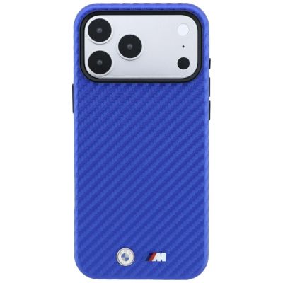 3. BMW M Carbon Metal Logo MagSafe Case for iPhone 17 Pro Max / 18 Pro Max - Blue
