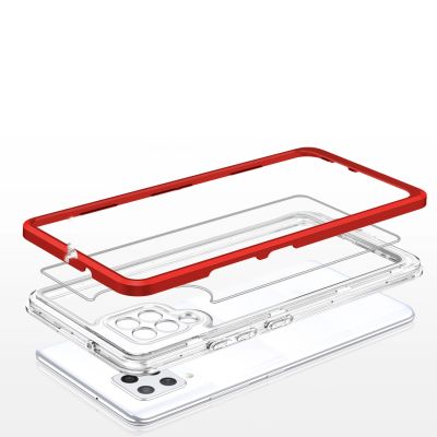 5. Clear 3in1 Case for Samsung Galaxy A42 5G Frame Gel Cover Red