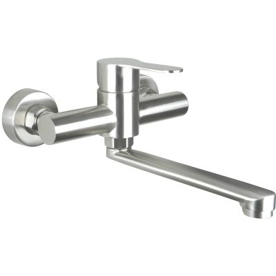 2. Deante Neo Lupo wall-mounted washbasin tap, steel BLUF50M