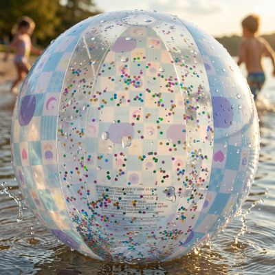 4. INFLATABLE BEACH BALL 50CM GLITTER BLUE 53197