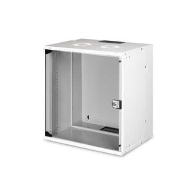 10. 19" 12U wall-mounted network cabinet, SOHO PRO 595 x 540 x 400 mm, glass door, gray, unassembled, 60 kg