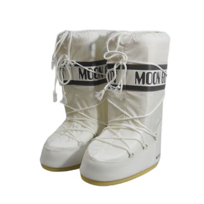 5. Women's Moon Boot MB Icon Nylon White Winter Snow Boots - 80D1400440-A001