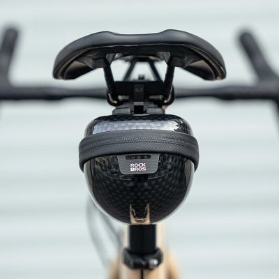 6. Rockbros rigid hard shell saddle bag, compact, 0.4l capacity - carbon pattern