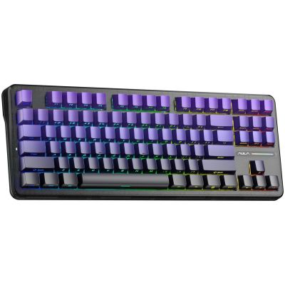 2. gasket F87 Pro Purple Black Gradient GrayWoodV4 switch RGB AULA keyboard
