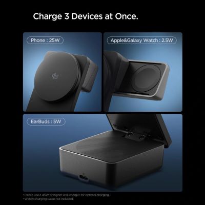 8. Spigen Essential Qi2.2 25W 3in1 MagSafe Magnetic Wireless Charger - Black