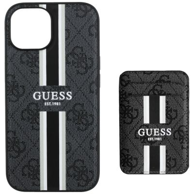 4. Guess 4G Stripes case with Magsafe wallet for iPhone 15 black
