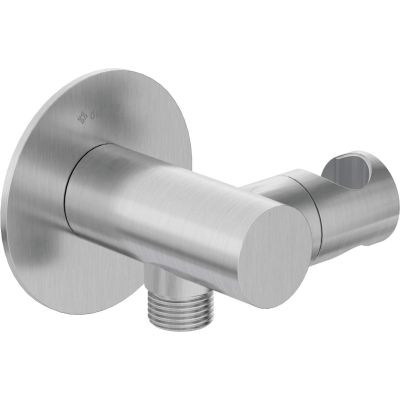 Round angle connector with handset holder