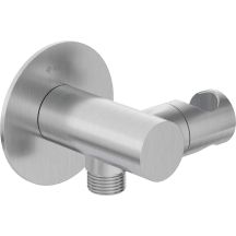 Round angle connector with handset holder