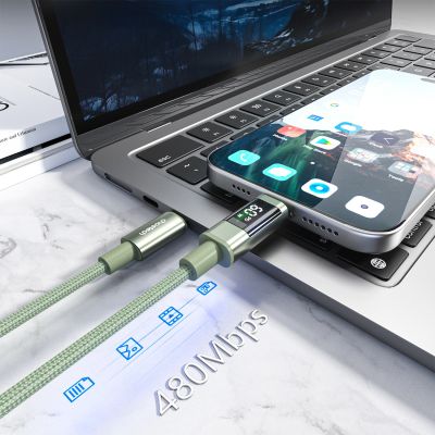 7. PD60W USB-C to USB-C Digital Display 1.2m Nylon Cable - green