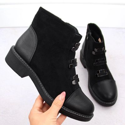 15. Women’s Black Suede-Look Ankle Boots with Warm Lining M.Daszyński SA252-4