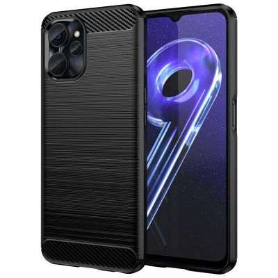 2. Carbon Case for Realme 10 5G / Realme 9i 5G Flexible Silicone Carbon Cover Black