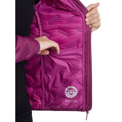 4. Viking Aspen Lady women's hooded down jacket, purple, insulated (750/23/8818/46)