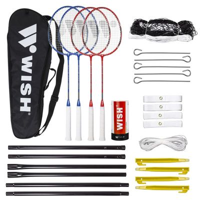 WISH ALUMTEC 5566 badminton set 4 rackets + 3 shuttlecocks + net + lines