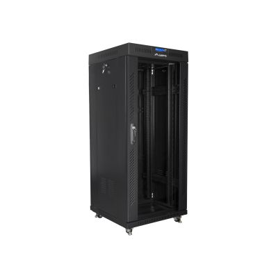 7. LANBERG FLOOR RACK CABINET 19" 27U 600X600 GLASS DOOR LCD BLACK FF01-6627-12BL (FLAT PACK)