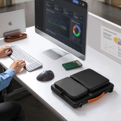 9. Tech-Protect Defender Bag for 15-16 Laptop - Black and Orange
