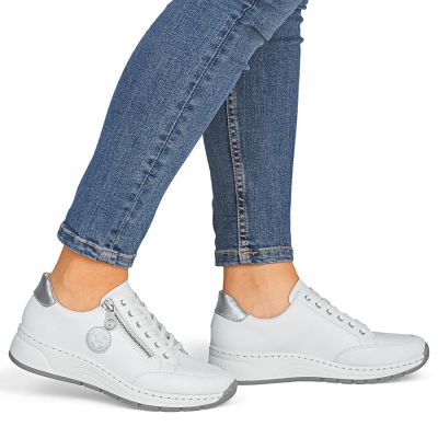 6. Women's leather shoes, sneakers, white Rieker N6508-80