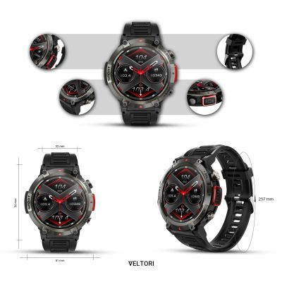 10. VELTORI VT140-1 Smartwatch Black Silicone Strap