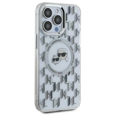 4. Karl Lagerfeld IML Monogram Karl & Choupette Head MagSafe iPhone 15 Pro Case - Clear