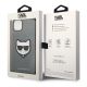 8. Karl Lagerfeld Saffiano Choupette Head Patch case for iPhone 14 - silver