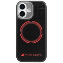 Audi RSQ Carbon Fiber Sport Red Circle MagSafe Case for iPhone 17 - Black