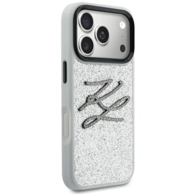 4. Karl Lagerfeld IML Glitter KL Diamond Logo case for iPhone 17 Pro - silver