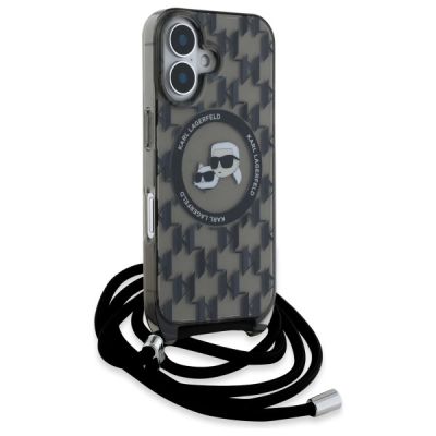 3. Karl Lagerfeld IML Crossbody Monogram Karl & Choupette Head MagSafe iPhone 16 Case - Black