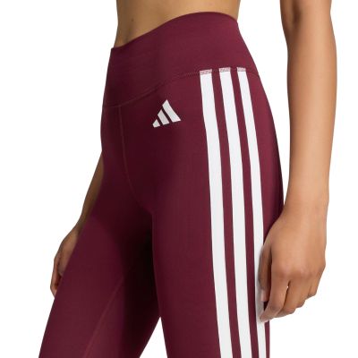4. Women's adidas Optime Essentials Workout 3-Stripes 7/8 Burgundy Leggings KT3772