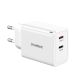 Choetech PD6013 2x USB-C PD 65W GaN wall charger - white