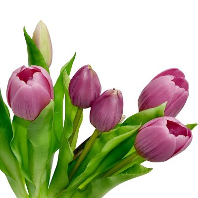 10. BOUQUET OF 7 LIGHT PURPLE TULIPS 31 CM LIFE-LIKE SPRING DECORATION