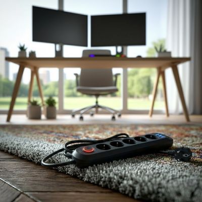13. MACLEAN POWER STRIP, EXTENSION CORD, 5 OUTLETS + 3XUSB, 110-240V AC 50/60HZ, 2.1A MAX 2500W, 1.5M, BLACK MCE395 B