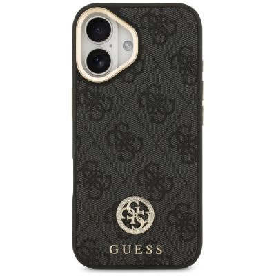 3. Guess 4G Strass Logo & Big Strap Metal Buttons MagSafe Case for iPhone 17 - Black