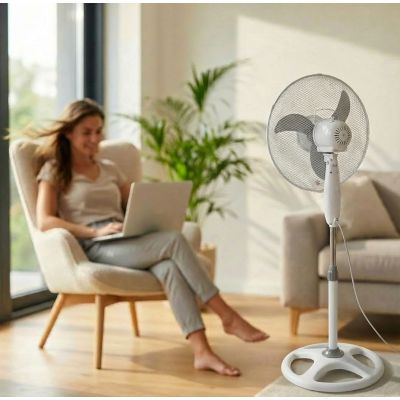 8. Esperanza Typhoon EHF002WE pedestal fan (white, gray)