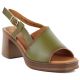 Women's green leather high-heeled sandals Vinceza 26-39994