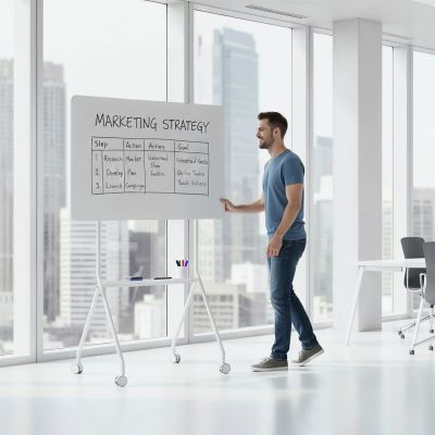 15. Ergo Office mobile dry-erase board, landscape orientation, white, single-sided, with shelf, board dimensions 1190x790mm, ER-306