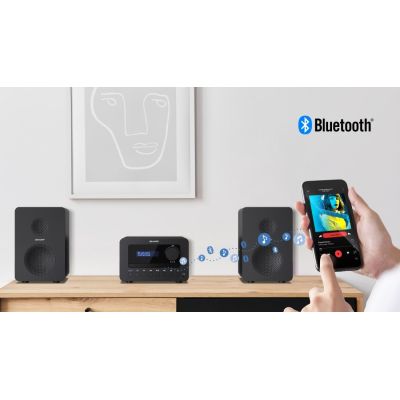2. Sharp TOKYO DAB+ HI-FI Micro System 40W Black Home Audio Micro System