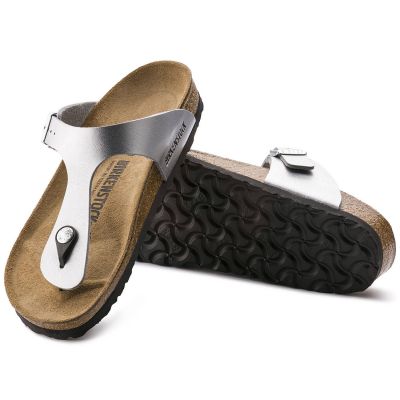 3. Birkenstock Gizeh Birko-Flor women's flip-flops silver regular wide (0043851)