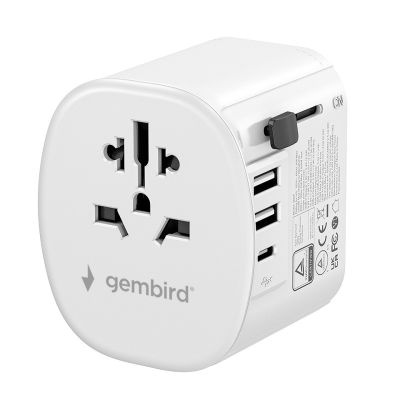 10. GEMBIRD UNIVERSAL GROUNDED TRAVEL ADAPTER 15W, WHITE